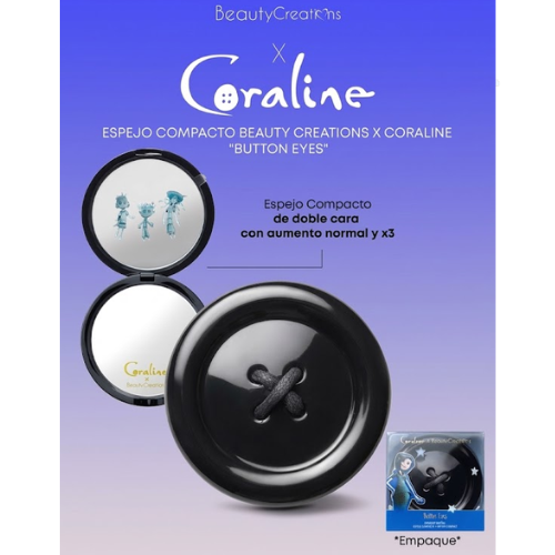 Coraline X Beauty Creations | Espejo compacto Button Eyes